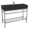 Modern Matte Black Ceramic Console Sink and Polished Chrome Base, 48